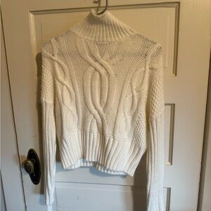 Express Cream Cable Knit Turtleneck Sweater